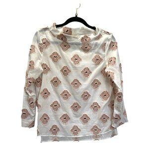 XACUS | cotton blend blouse with white and peach embroidery